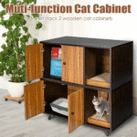 Wooden Storage Cabinet with Cat Little Box Enclosure - Image 7