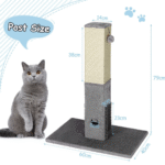79Cm Tall Cat Scratching Post with Balls Massage Brush and Carpet Base - Image 4