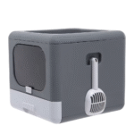 Full Enclosed Cat Toilet Litter Box in Grey - Image 4