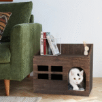 Wooden Cat Cave Bed Furniture Kitten Sleep Lounge House Bed with Cushion Pad Litter Box for Indoor Cats - Image 7