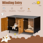 Wooden Storage Cabinet with Cat Little Box Enclosure - Image 8