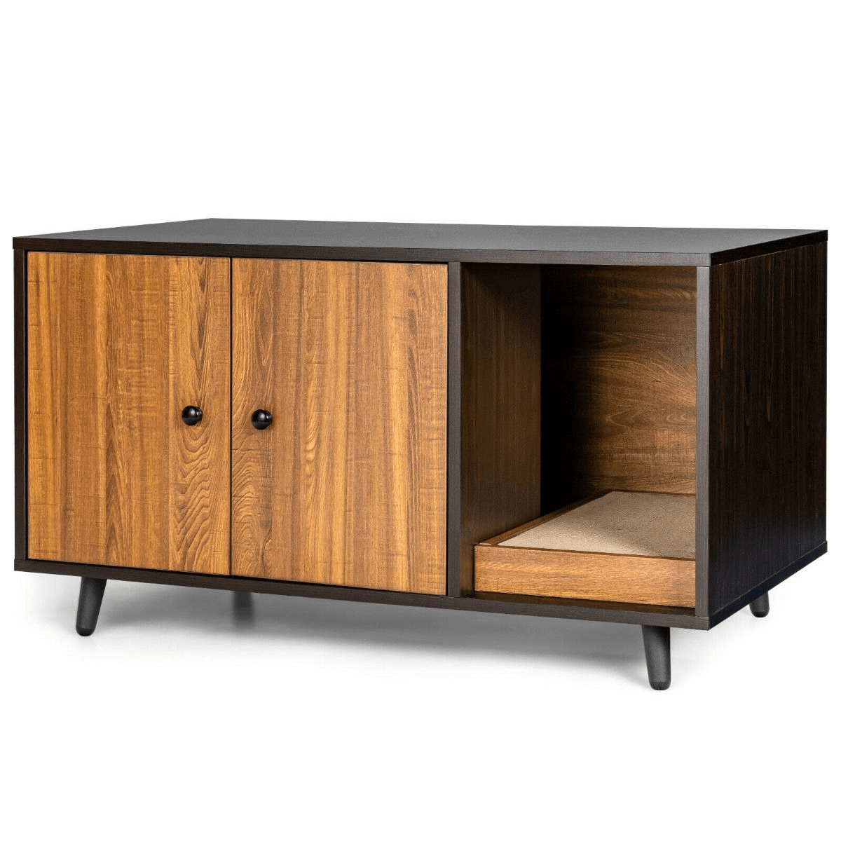 c7f43a4d2dec6750eb45c2ec4c123143.png Wooden Storage Cabinet with Cat Little Box Enclosure - Image 1